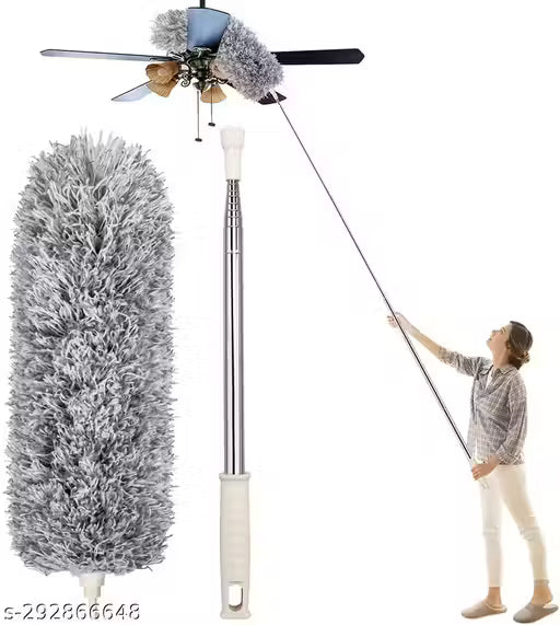 Microfiber Duster with Extension Pole,Washable Bendable Head Ceiling Fan Duster,15-100 inch Wet or Dry Dust Collect Telescoping Dusters for Cleaning Ceiling Fan,High Ceiling,Keyboard,Furniture,Cars / Fan Duster And Car Cleaner