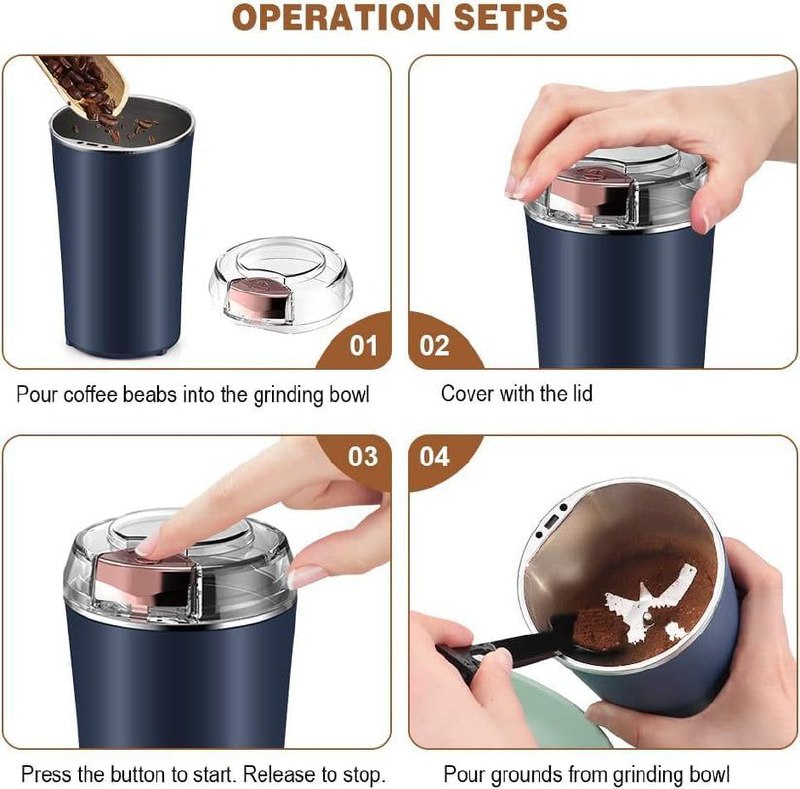 FW 4-Blade Electric Coffee & Spice Grinder – Stainless Steel